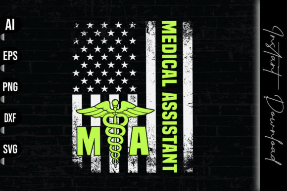 Distressed USA Flag Medical Assistant Graphics & Print Templates